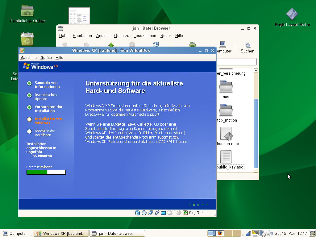 Installation von XP in der Virtual Machine